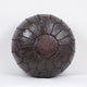 LEATHER MOROCCAN POUF, OTTOMAN, FOOTSTOOL - DARK BROWN