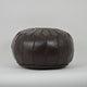 LEATHER MOROCCAN POUF, OTTOMAN, FOOTSTOOL - DARK BROWN