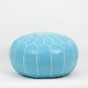 LEATHER MOROCCAN POUF, OTTOMAN, FOOTSTOOL - TURQUOISE
