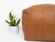 15" x 15" SQUARE LEATHER MOROCCAN POUF, OTTOMAN, FOOTSTOOL - TAN