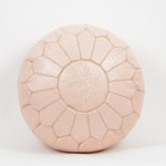 LEATHER MOROCCAN POUF, OTTOMAN, FOOTSTOOL - LIGHT PINK