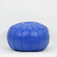 LEATHER MOROCCAN POUF, OTTOMAN, FOOTSTOOL - ROYAL BLUE